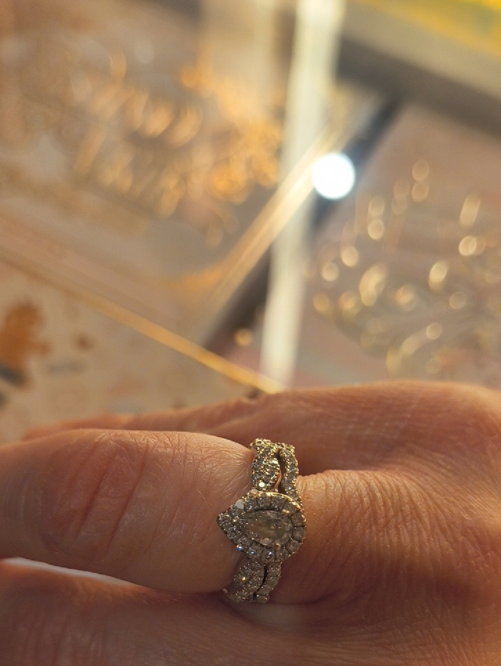 Pear-Shaped Halo Engagement Ring - White Gold